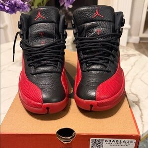 Jordan 12 Kids Black and Red (FLU GAME)